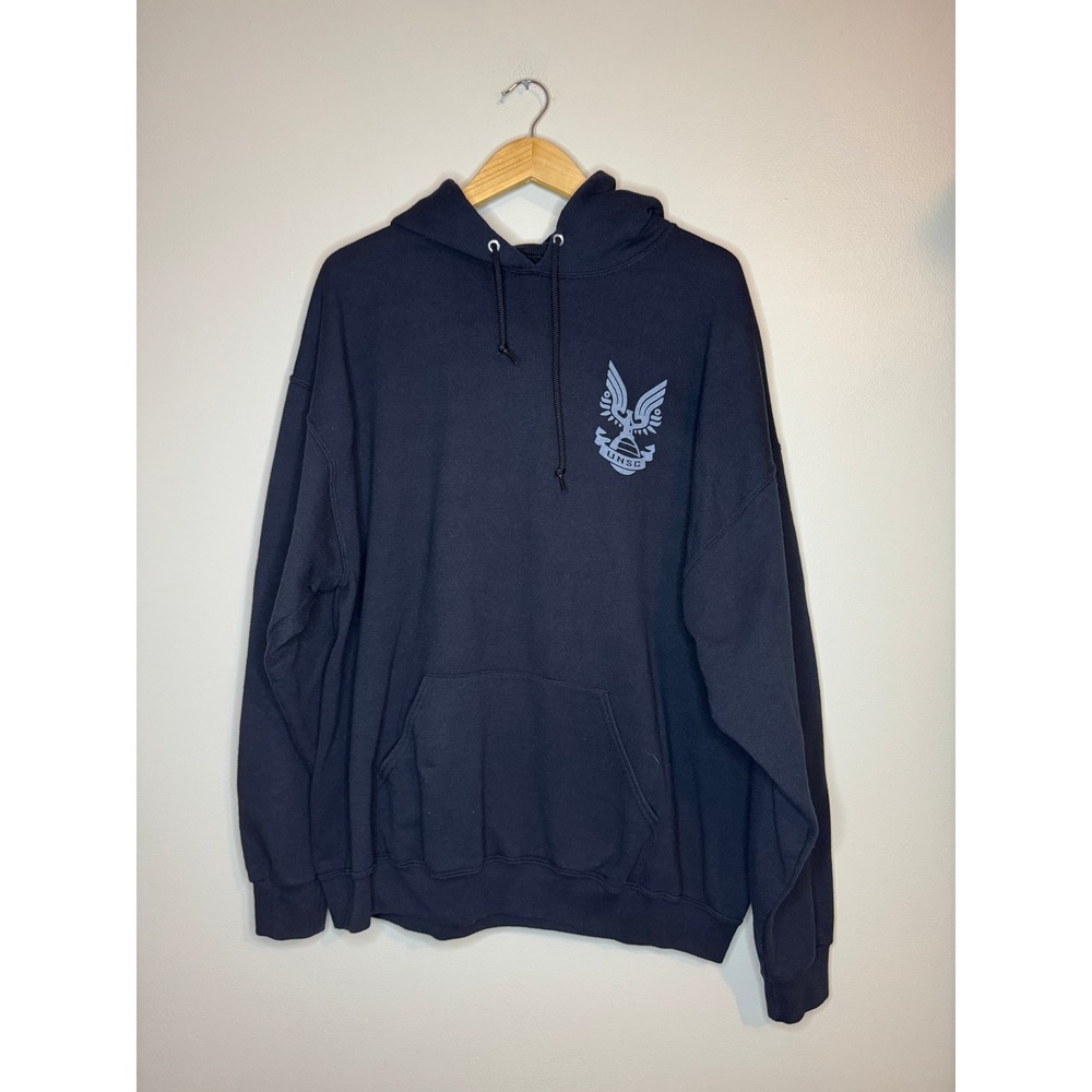 Halo‎ Infinite Hoodie UNSC Graphic Black Pullover Sweatshirt 2XL